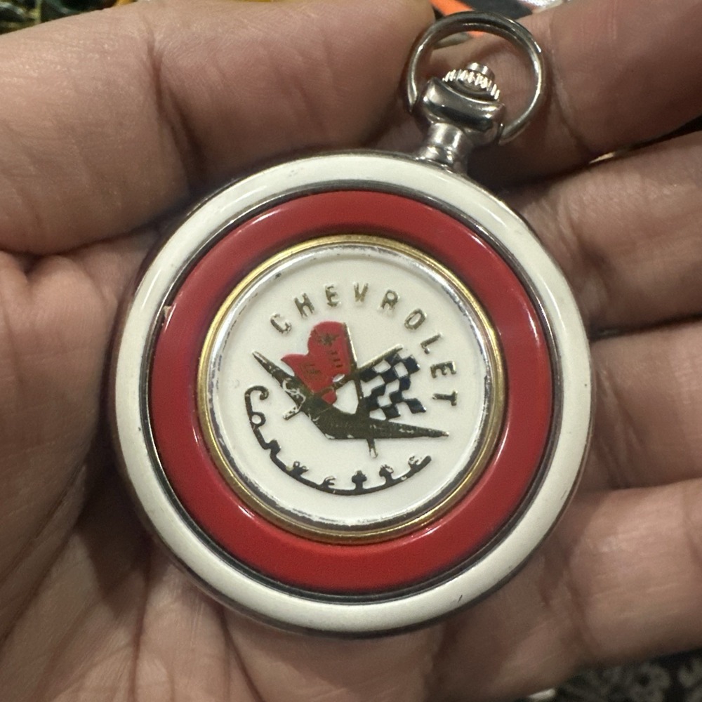 Working Vintage 1957 Corvette Chevrolet 52mm Pocket Watch by Franklin Mint